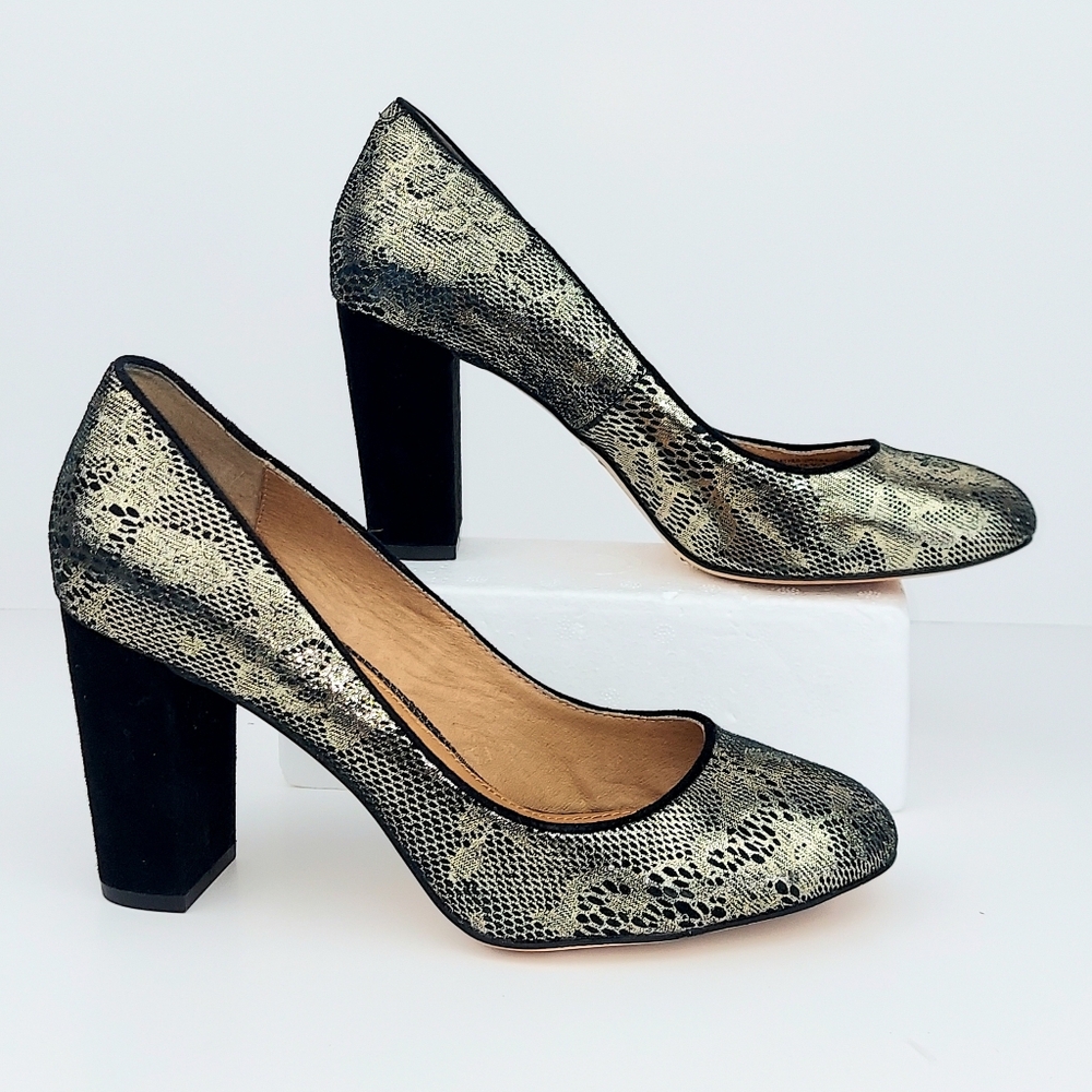 Anthropologie Corso Como Anya Pumps Metallic Lace 7.5 - Picture 4 of 14